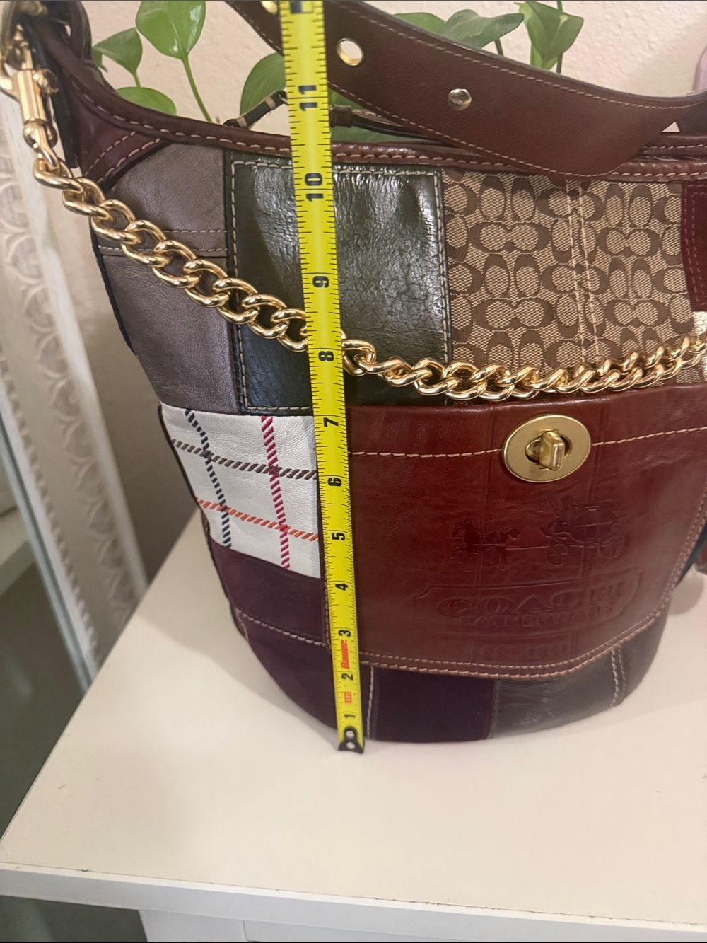 Vintage Coach large Patchwork Leather & Canvas bucket Bag - Picture 14 of 16
